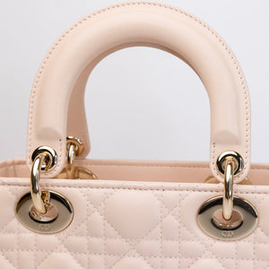 CHRISTIAN DIOR SMALL LADY DIOR LIGHT PINK LAMBSKIN GHW