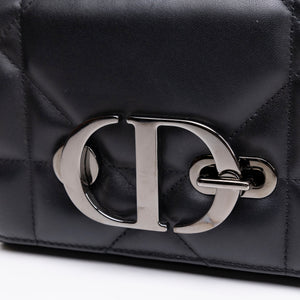 CHRISTIAN DIOR 30 MONTAIGNE CHAIN TOP HANDLE BAG BLACK LAMBSKIN LEATHER DARK SHW