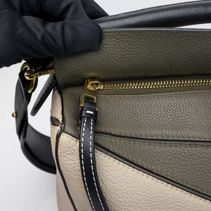 LOEWE MEDIUM PUZZLE BAG CALFSKIN OAT KHAKI GREEN GHW