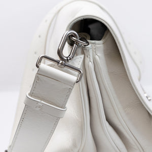 BALENCIAGA SOFT FLAP BAG WHITE CALFSKIN LEATHER SHW
