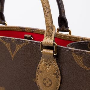 LOUIS VUITTON ON THE GO BROWN MONOGRAM CANVAS TOTE BAG GHW (MICROCHIP)
