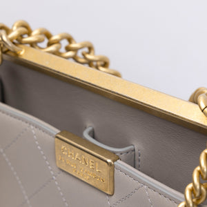 CHANEL COCO LUXE FLAP BAG GREY LAMBSKIN LEATHER GHW
