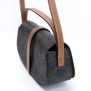 CELINE CLUTCH ON STRAP TABOU TRIOMPHE CANVAS / CALFSKIN TAN GHW