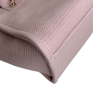 CHANEL DEAUVILLE TOTE BAG CANVAS PINK GHW