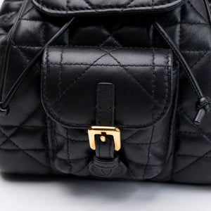 CHRISTIAN DIOR SMALL DIOR CARO BACKPACK BLACK MACROCANNAGE LAMBSKIN GHW