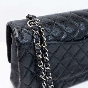 CHANEL MEDIUM CLASSIC DOUBLE FLAP BAG BLACK CAVIAR LEATHER SHW