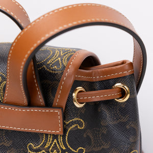 CELINE MINI BACKPACK FOLCO TRIOMPHE CANVAS / CALFSKIN BLACK GHW