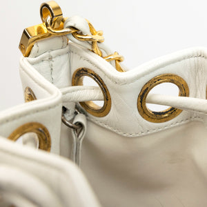 CHANEL VINTAGE MINI QUILTED CC BUCKET BAG WHITE CALFSKIN GHW