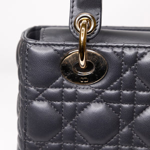 CHRISTIAN DIOR MY ABC DIOR SMALL LADY DIOR LAMBSKIN DARK GREY GHW