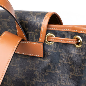 CELINE MEDIUM BACKPACK FOLCO IN TOILE TRIOMPHE CANVAS / CALFSKIN GHW