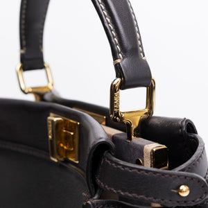 FENDI MINI PEEKABOO BAG DARK BROWN CALFSKIN LEATHER GHW
