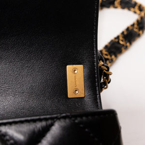 CHANEL 23K SLING SMALL FLAP BAG BLACK CALFSKIN LEATHER GHW