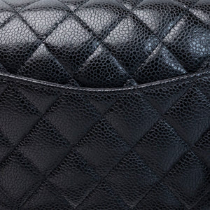 CHANEL MEDIUM CLASSIC DOUBLE FLAP BAG BLACK CAVIAR LEATHER SHW