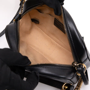 GUCCI GG MARMONT SMALL MATELASSE SHOULDER BAG BLACK CALFSKIN LEATHER GHW
