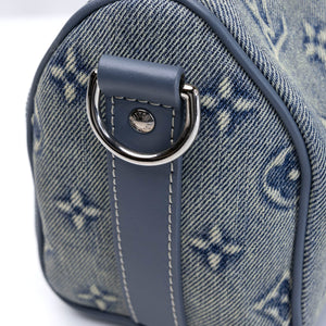 LOUIS VUITTON KEEPALL BANDOULIERE 25 WASHED DENIM CANVAS BLUE SHW