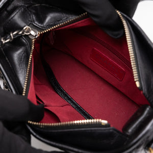CHANEL GABRIELLE HOBO BAG BLACK CALFSKIN LEATHER MULTICOLORED HARDWARE