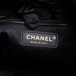 CHANEL SMALL 22 BAG BLACK SHINY CALFSKIN LEATHER GHW (MICROCHIP)