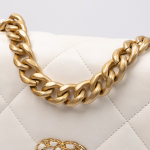 CHANEL SMALL 19 BAG WHITE LAMBSKIN MULTICOLOUR HARDWARE