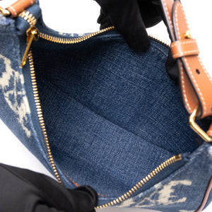 CELINE MEDIUM AVA BAG TRIOMPHE DENIM NAVY/ TAN. GHW