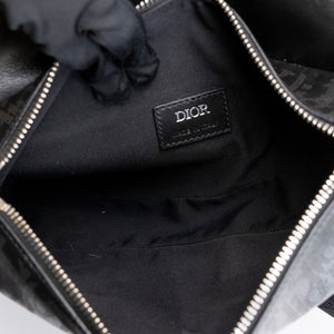 CHRISTIAN DIOR OBLIQUE GALAXY MENS SADDLE BAG BLACK CALFSKIN SHW