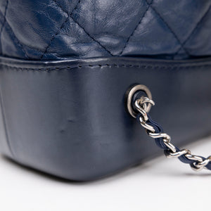 CHANEL SMALL GABRIELLE BACKPACK AGED CALFSKIN NAVY BLUE / BLACK RUTHENIUM HARDWARE