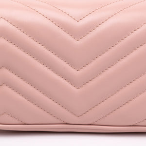 GUCCI SUPER MINI GG MARMONT PINK CALFSKIN LEATHER TONAL ENAMELLED HARDWARE