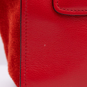 PRADA SMALL GLACE CALFSKIN LEATHER TWIN POCKET SATCHEL RED SHW