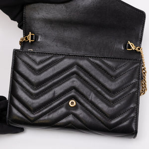 GUCCI GG MARMONT WALLET ON CHAIN BLACK GHW