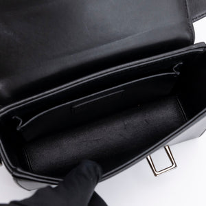 CHRISTIAN DIOR 30 MONTAIGNE CHAIN TOP HANDLE BAG BLACK LAMBSKIN LEATHER DARK SHW