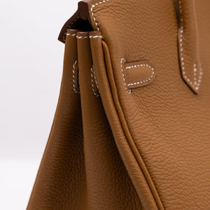 HERMES BIRKIN 25 GOLD TOGO SHW STAMP K