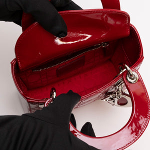 CHRISTAIN DIOR MINI LADY DIOR PATENT RED SHW