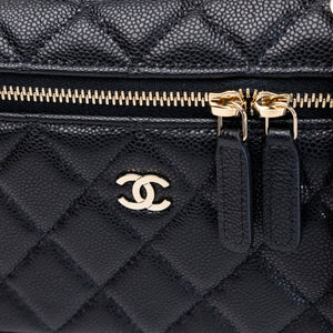 CHANEL TOP HANDLE SLIM VANITY WITH CHAIN BAG BLACK CAVIAR LGHW