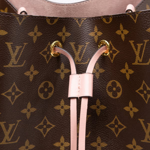 LOUIS VUITTON NEO NOE BROWN/ ROSE POUDRE MONOGRAM CANVAS GHW
