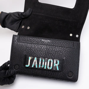 CHRISTIAN DIOR J'ADIOR FLAP BAG BLACK LAMBSKIN LEATHER SHW