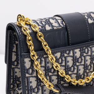 CHRISTIAN DIOR 30 MONTAIGNE EAST WEST BAG WITH CHAIN OBLIQUE JACQUARD BLUE GHW