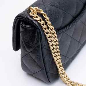 CHANEL COCO LOVE FLAP BAG BLACK CAVIAR GHW (MICROCHIP)
