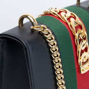 GUCCI MINI SYLVIE CHAIN BAG BLACK CALFSKIN GHW