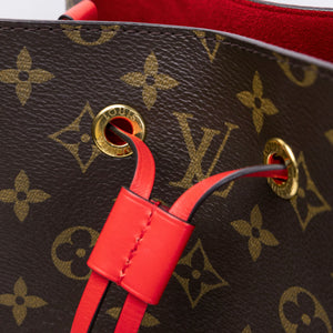 LOUIS VUITTON NEO NOE BROWN/ RED POUDRE MONOGRAM CANVAS GHW