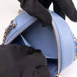 CHANEL ROUND CLUTCH BLUE LAMBSKIN LEATHER GHW