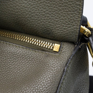LOEWE MEDIUM PUZZLE BAG CALFSKIN OAT KHAKI GREEN GHW