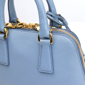 PRADA SAFFIANO LUX LEATHER MINI BAG BLUE GHW