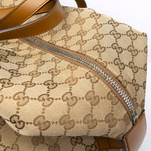 GUCCI BOSTON BAG GG CANVAS BROWN TOTE BAG SHW
