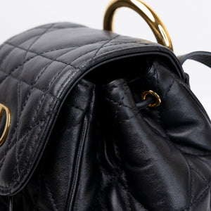 CHRISTIAN DIOR SMALL DIOR CARO BACKPACK BLACK MACROCANNAGE LAMBSKIN GHW