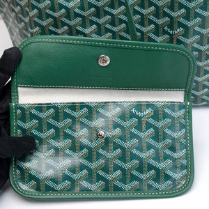 GOYARD SAINT LOUIS PM TOTE BAG GOYARDINE CANVAS GREEN SHW