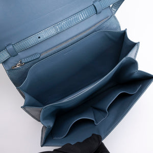CELINE MEDIUM CLASSIC BOX BAG BLUE LIZARD SKIN LEATHER SHW