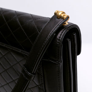 SAINT LAURENT GABY QUILTED SATCHEL BAG BLACK LAMBSKIN LEATHER GHW