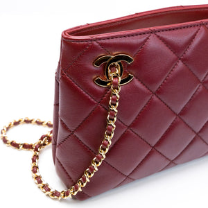 CHANEL MINI SHOPPING TOTE DARK BURGUNDY LAMBSKIN GHW (MICROCHIP)
