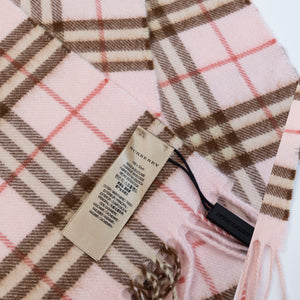 BURBERRY PINK CASHMERE NOVA CHECK SCARF PINK