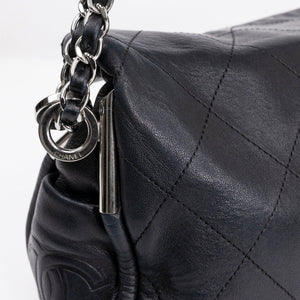 CHANEL ULTIMATE SMALL SOFT HOBO BAG BLACK QUILTED LAMBSKIN SHW