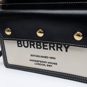 BURBERRY MINI HORSEFERRY PRINT TITLE CROSSBODY BAG BLACK GHW